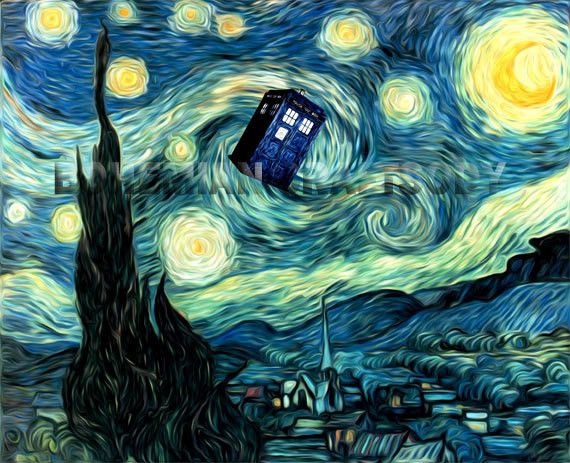Le Tardis dans une peinture façon van Gogh
