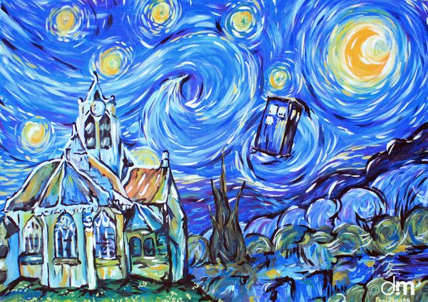 Le Tardis dans une peinture façon van Gogh